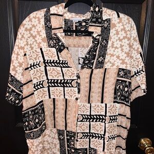 Alfred Dunner Black and Cream Patterned Shirt